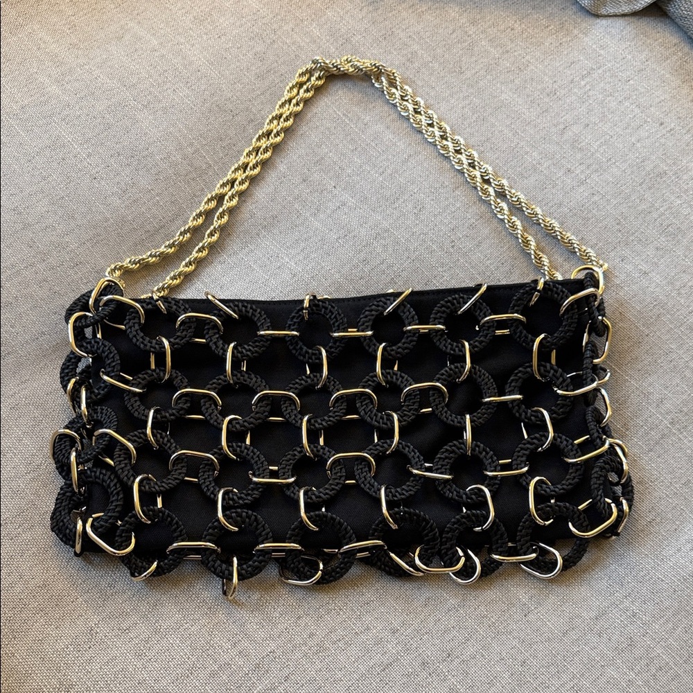 Cult Gaia Black and Gold Chain purse